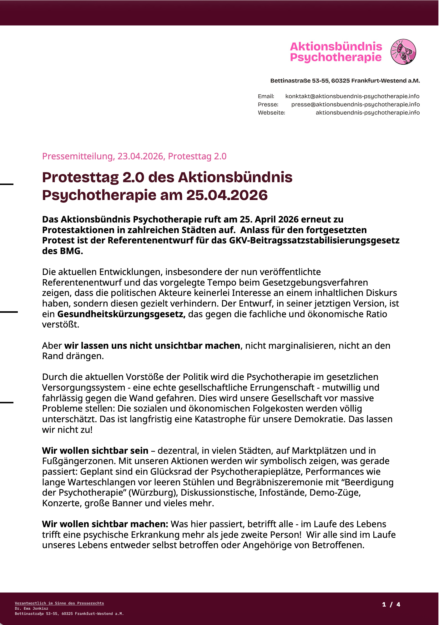 Pressemitteilung Protesttag 2.0